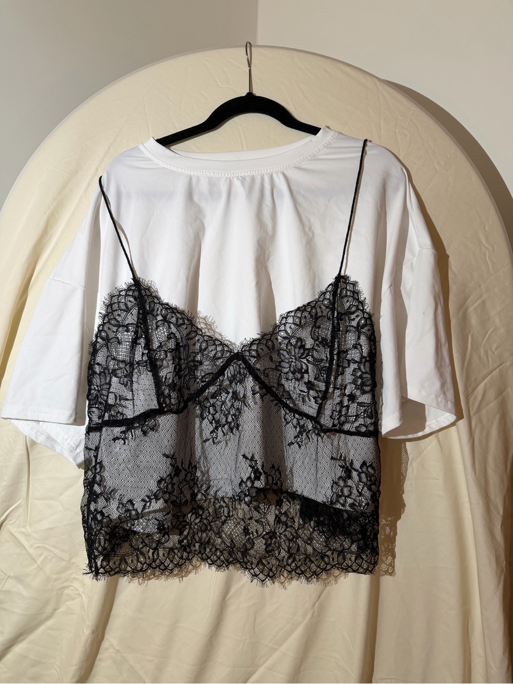 SHEIN Black Lace Bandeau Camisole with Thin Straps